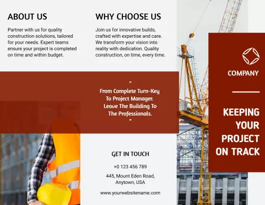 Professional Construction Project Management Services Brochure Template