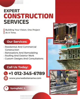 Professional Construction Services Promotional Flyer Template
