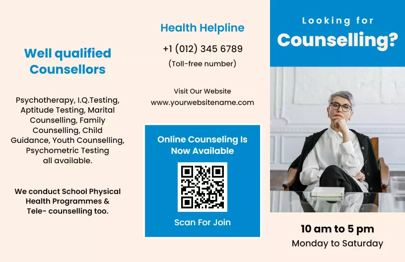 Professional Counseling Services Information and Support Brochure Template