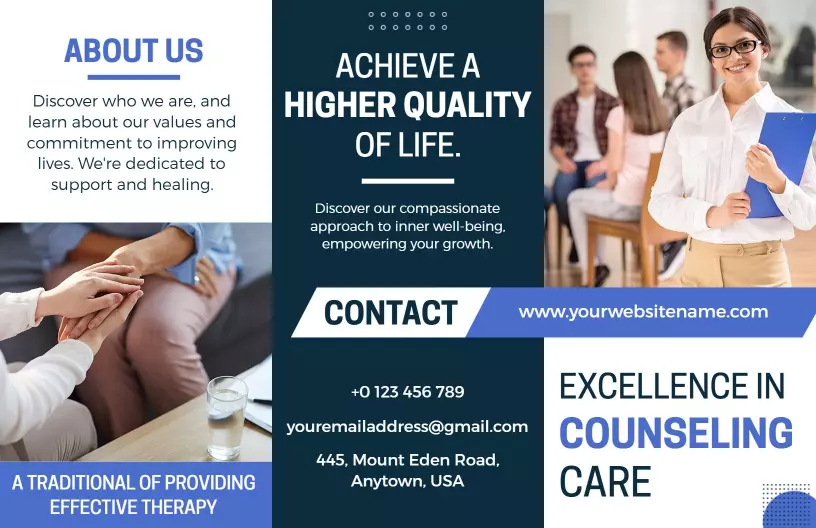 Professional Counseling Therapy Services and Support Brochure Template