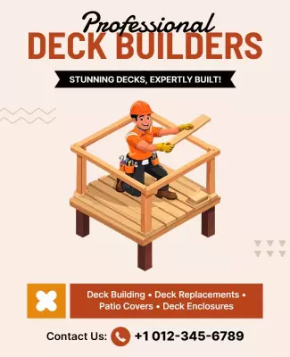 Professional Deck Building Services for Home Improvement Poster Template