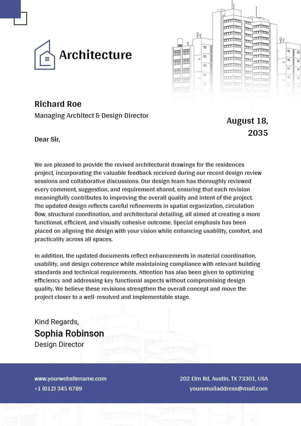 Professional Design Architect Correspondence Letterhead Template