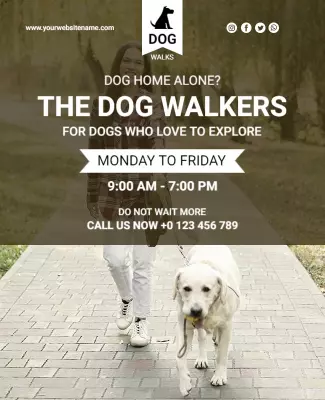 Professional Dog Walking Service Flyer Template