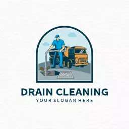 Professional Drain Cleaning Service with Expert Technician Logo Template