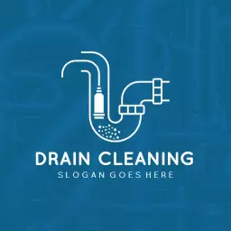 Professional Drain Cleaning Services with Plumbing Elements Logo Template