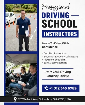 Professional Driving School Instructors Poster Template