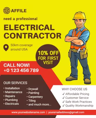 Professional Electrical Contractor Services Flyer Template