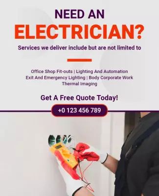 Professional Electrician Services Quote Request Poster Template
