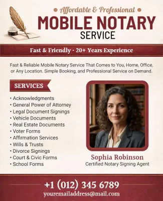 Professional Elegant Notary Service Information Flyer Template
