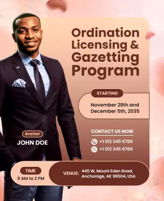 Professional Elegant Ordination Licensing and Gazetting Program Poster Template