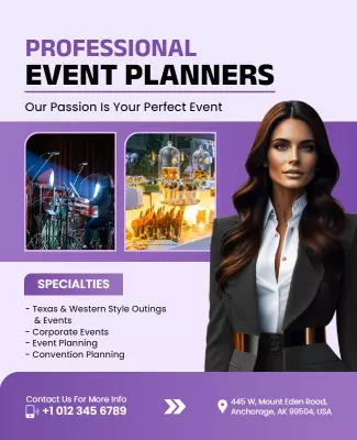Modern Purple Professional Event Planners Services Flyer Template