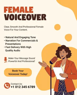 Professional Female Voiceover Services Flyer Template