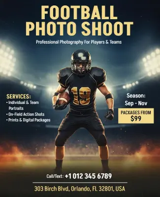 Professional Football Photo Shoot Flyer Template
