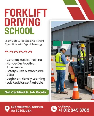 Professional Forklift Driving School Flyer Template