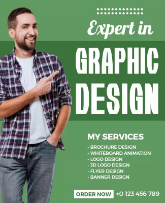Bold Green Graphic Design Services Promotion Flyer Template