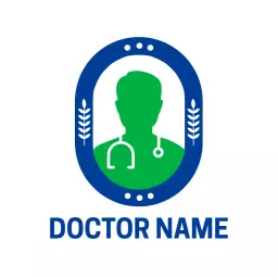 Professional Green and Blue Doctor Logo with Stethoscope Design Logo Template