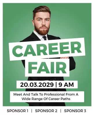 Professional Green Career Fair Networking Event Poster Template