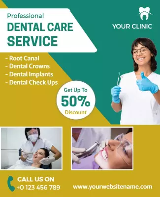 Professional Green Dental Care Service Promotion Poster Template