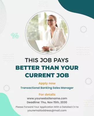 Professional Green Job Offer for Transactional Banking Poster Template