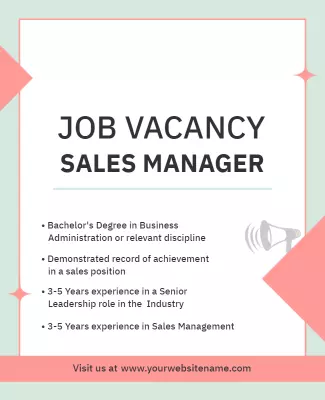 Professional Green Job Vacancy Sales Manager Poster Template