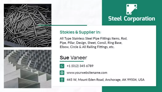 Professional Green Steel Supply Visiting Card Template