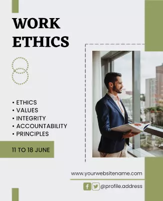 Professional Green Work Ethics Seminar Poster Template