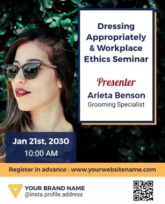Professional Green Workplace Ethics Seminar Poster Template