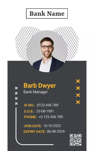 Professional Grey Banking Identity Card Template