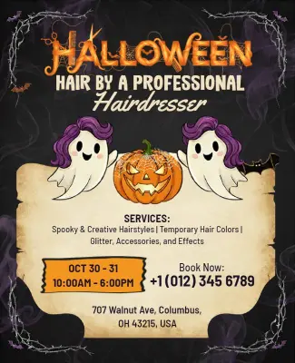 Professional Hairdresser Halloween Flyer Template