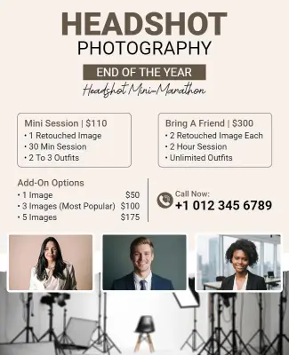 Professional Headshot Photography Promotion Flyer Template