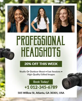 Professional Headshots Photography Service Flyer Template