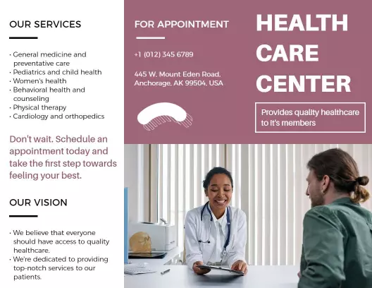 Professional Health Care Services Appointment Brochure Template