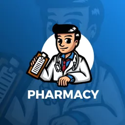 Professional Healthcare Pharmacist Holding Medication Logo Template