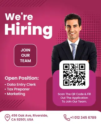 Professional Hiring and Recruitment QR Code Flyer Template