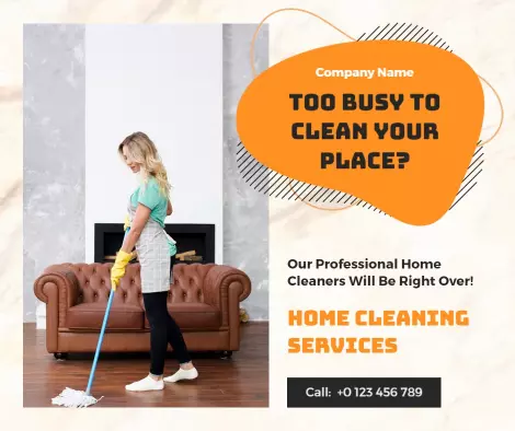 Professional Home Cleaning Service with Friendly Cleaner Ad Template
