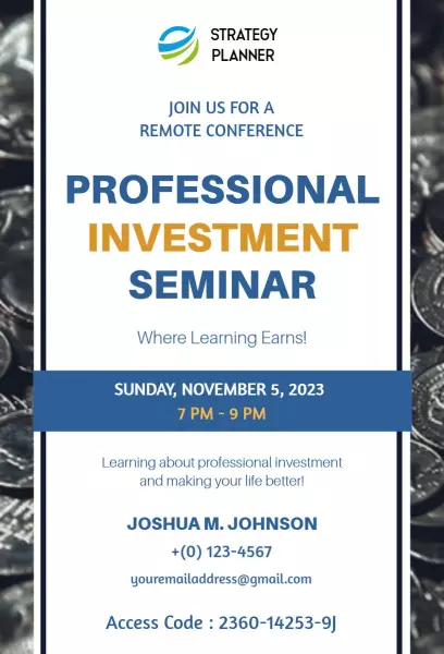 Professional Investment Seminar Business Invitation Template
