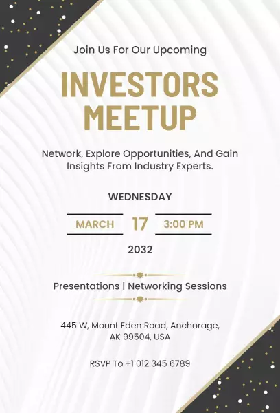 Professional Investors Networking Meetup Business Invitation Template