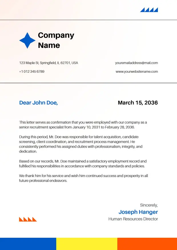 Professional Job Confirmation Statement Letterhead Template