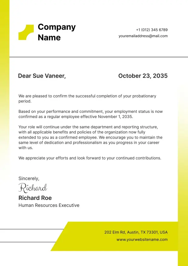Professional Job Letterhead Template