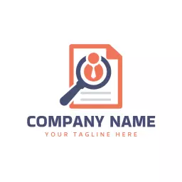Professional Job Search Icon with Resumé and Magnifying Glass Logo Template