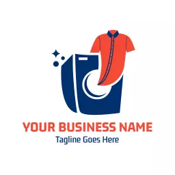 Professional Laundry Service with Modern Washer and Shirt Logo Template