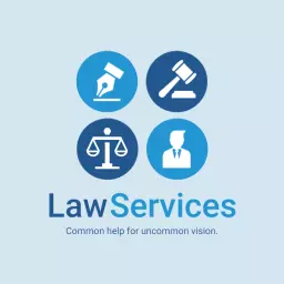 Professional Law Firm Iconography with Blue Elements Logo Template