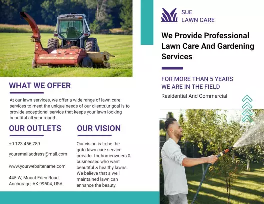 Professional Lawn Care Services and Gardening Solutions Brochure Template