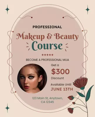Professional Makeup and Beauty Course Flyer Template