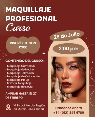 Professional Makeup Course Announcement Flyer Template
