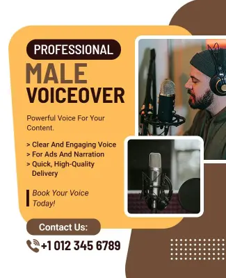 Professional Male Voiceover Service Promotion Flyer Template