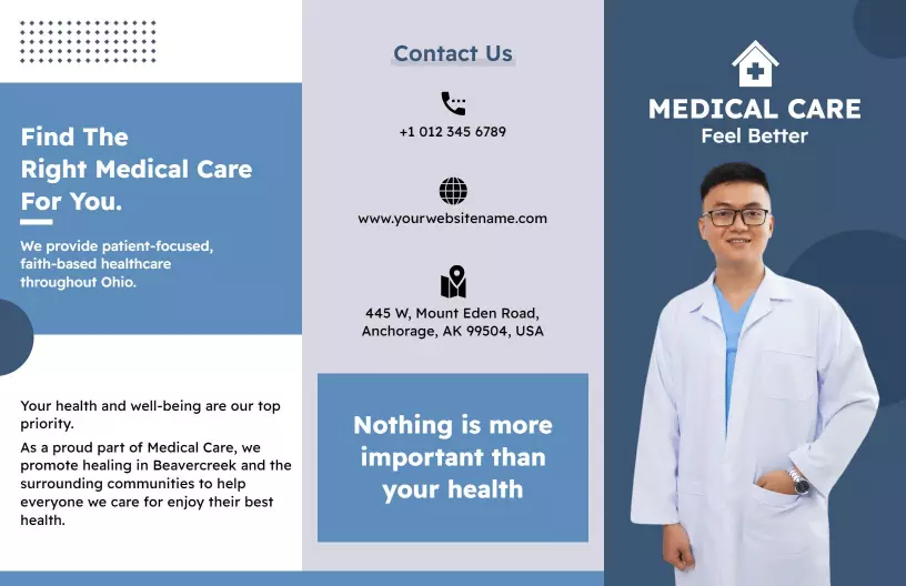 Professional Medical Care Community Healthcare Services Brochure Template