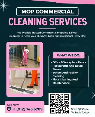 Professional Mopping Commercial Cleaning Services Flyer Template