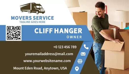 Professional Movers Service Blue and Brown Visiting Card Template
