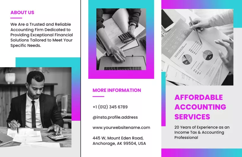 Professional Multi-Section Affordable Accounting Services Brochure Template
